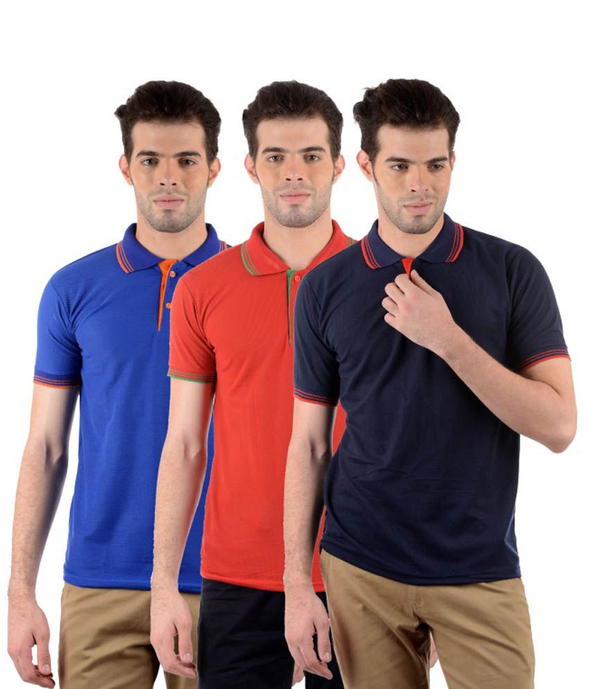 GDivine Men's Designer Polo Tshirts Pack of 3(Blue, Red, Navy) - Buy ...