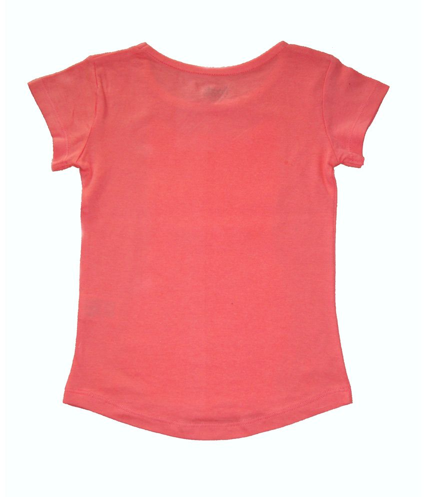 Hoodz Orange Cotton Kids Girls T-Shirt - Buy Hoodz Orange Cotton Kids ...