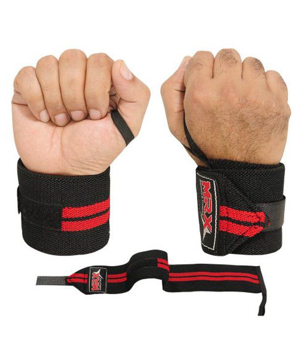     			MRX Weight Lifting Training Wrist Wraps For Wrist Support (Black/Red)