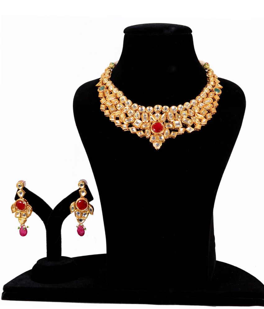 Neha International Golden Kundan Necklace Set - Buy Neha International ...