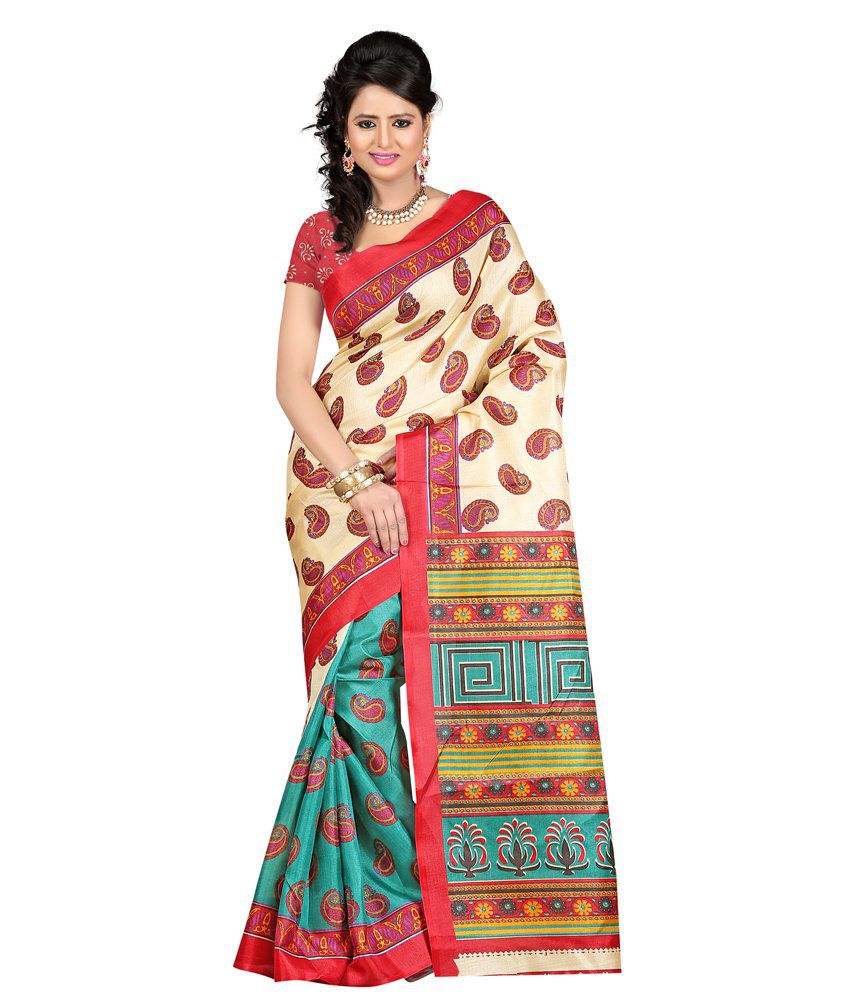 Shristy Fashion Multi Color Bhagalpuri Silk Saree Buy Shristy Fashion Multi Color Bhagalpuri