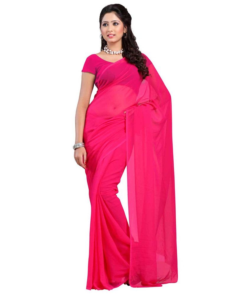 Kartik International Pink Faux Chiffon Saree Buy Kartik International Pink Faux Chiffon Saree 