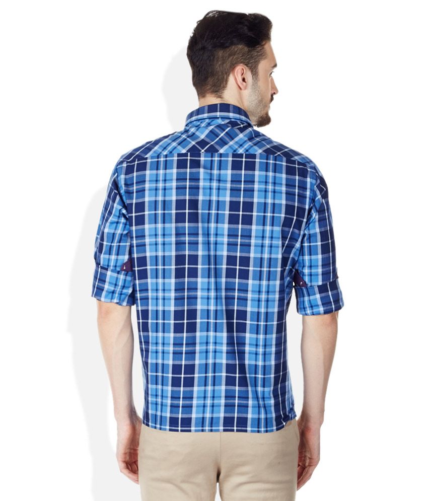 sky blue checks shirt