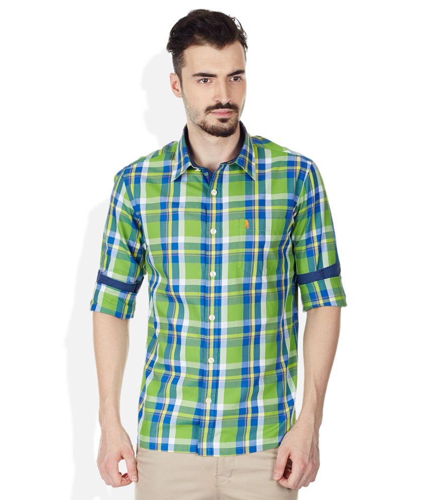 dark green checks shirt