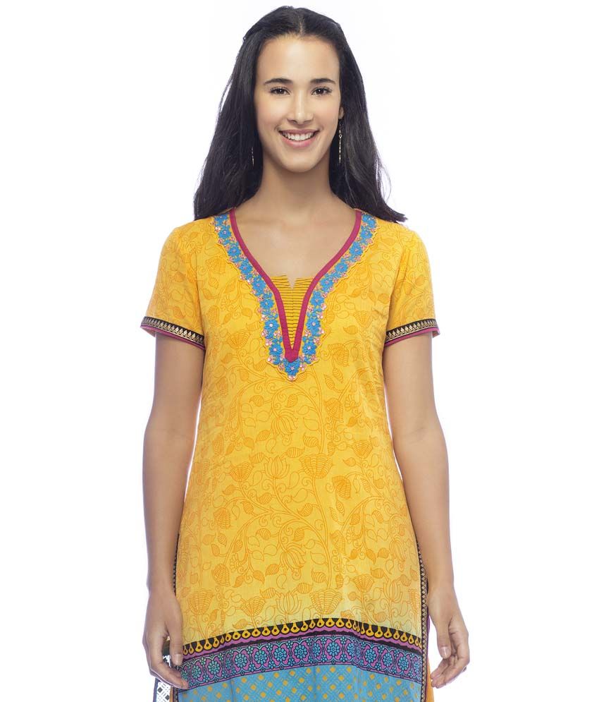 yellow cotton kurti