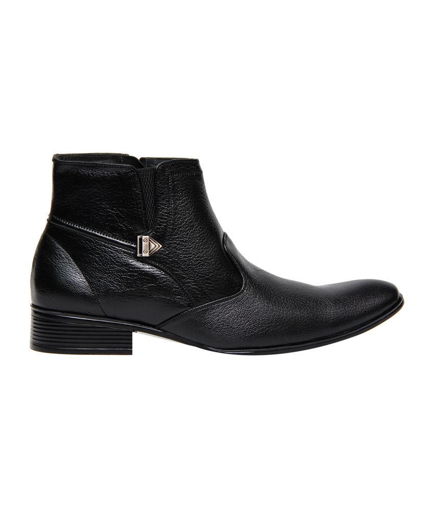 C Comfort Black Leather Formal Boots for Men - Buy C Comfort Black ...
