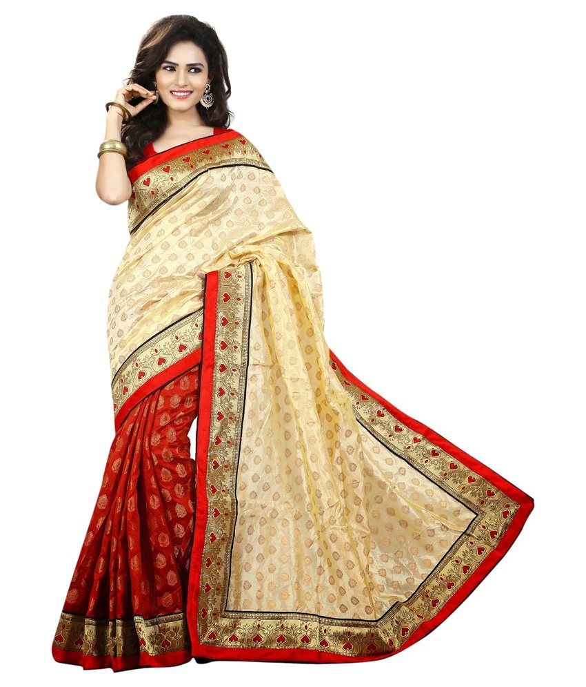 Viva N DIva Red Chanderi Saree - Buy Viva N DIva Red Chanderi Saree ...