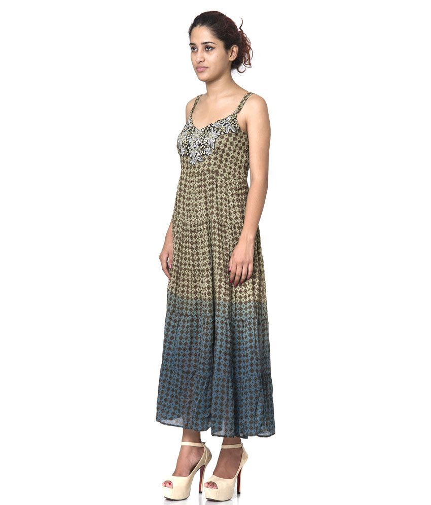 IZNA Multi Color Cotton Maxi Dress - Buy IZNA Multi Color Cotton Maxi ...