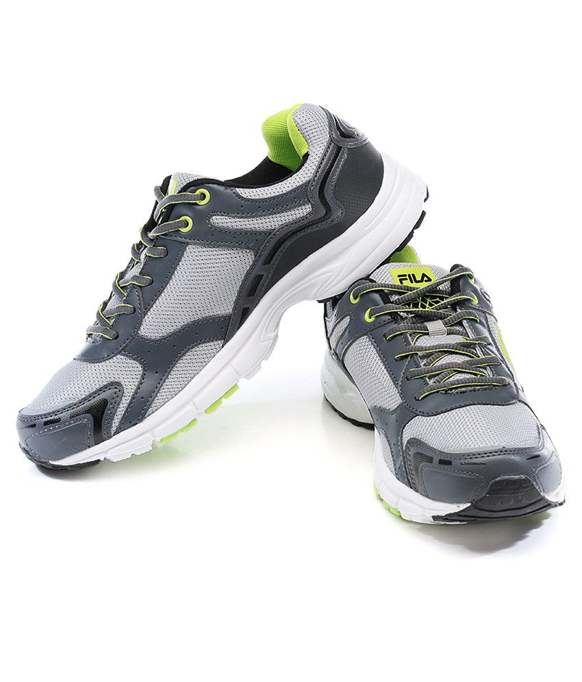 Fila Run Tech Gray & Neon Green Sports Shoes - Buy Fila Run Tech Gray ...