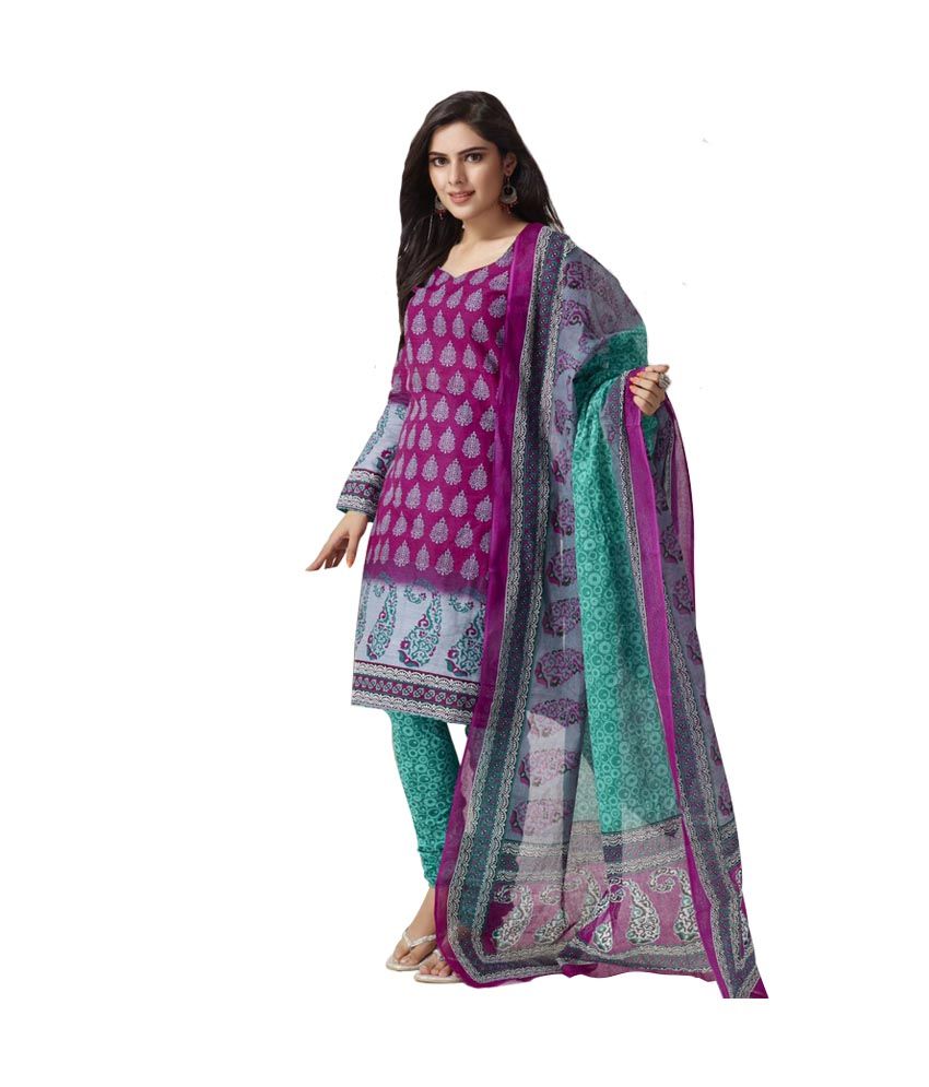 Universal Purple Cotton Unstitched Dress Material Buy Universal