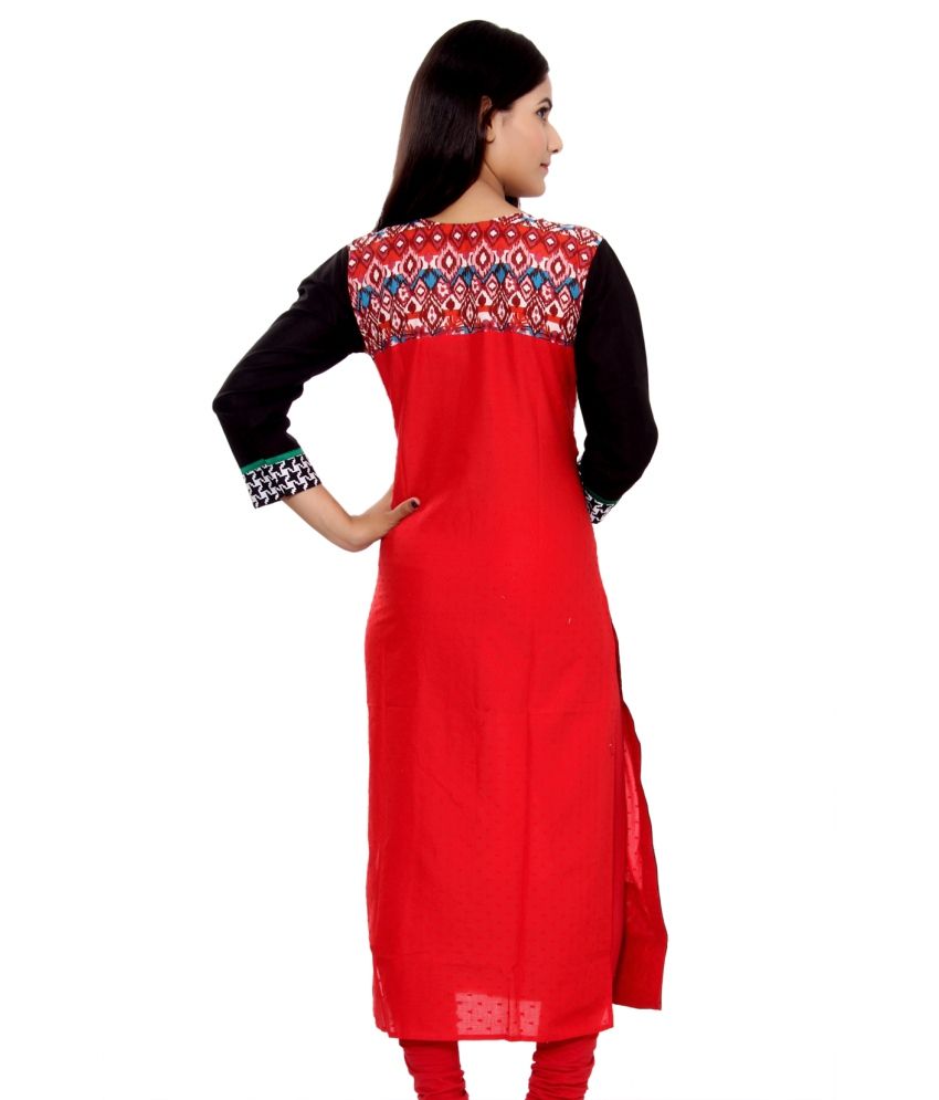Aakashi Red Cotton Kurti Buy Aakashi Red Cotton Kurti Online at Best