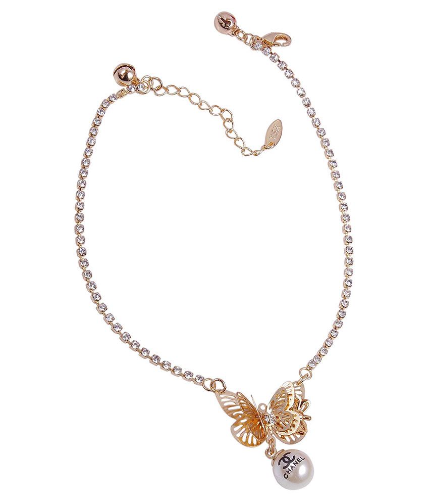 gold plated butterfly anklet