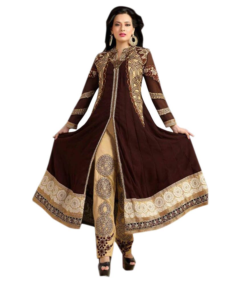 Krizel Brown Faux Dress Material Buy Krizel Brown Faux