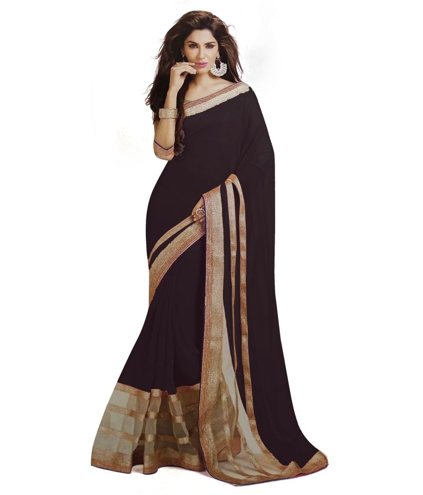 Maa Sarees Black Pure Georgette Saree - Buy Maa Sarees Black Pure ...