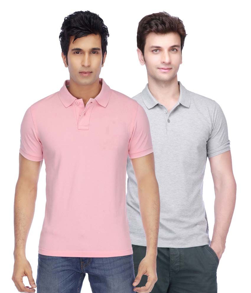     			Concepts Multicolor Cotton Blend Half Sleeve Basics Polo T-Shirts - Pack Of 2