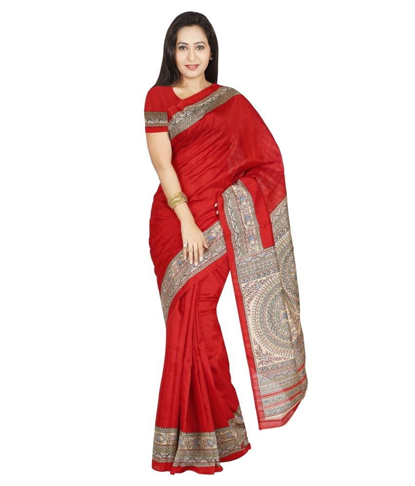 Rani Saahiba Red Bhagalpuri Silk Saree Buy Rani Saahiba Red 7185