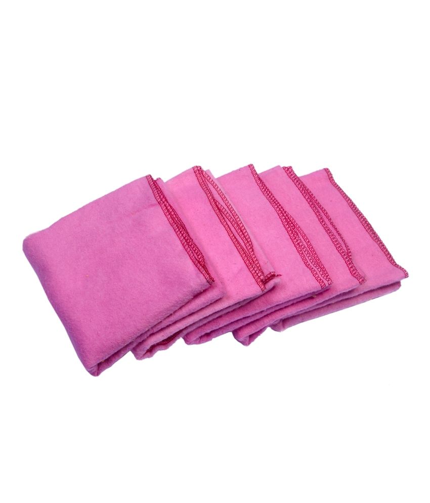 HomeStrap Pink Plain Cotton Flannel Duster Cloth Pack of 10 Buy