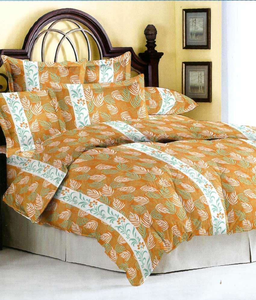 Bombay Dyeing Cotton Double Bed Sheet with 2 Pillow Covers