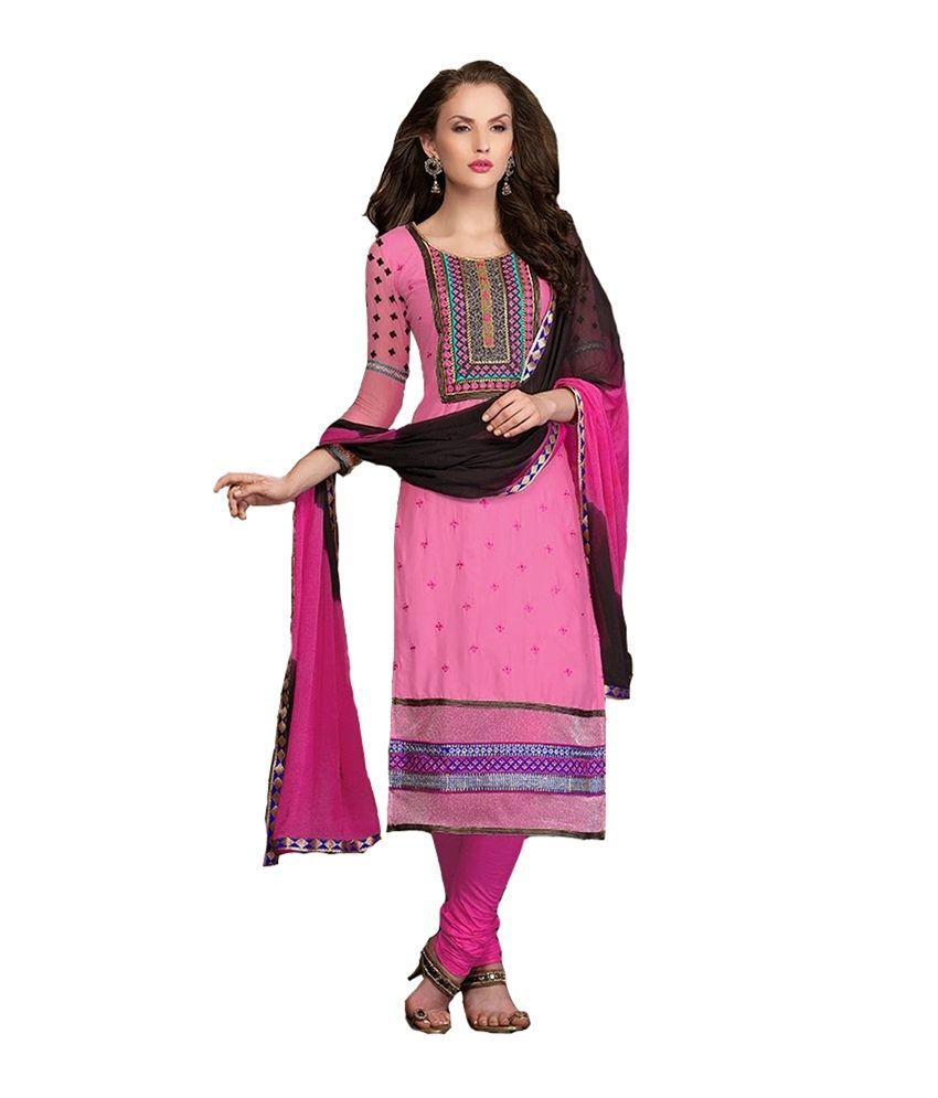 Binny Creation Pink Cotton Unstitched Dress Material - Buy Binny ...