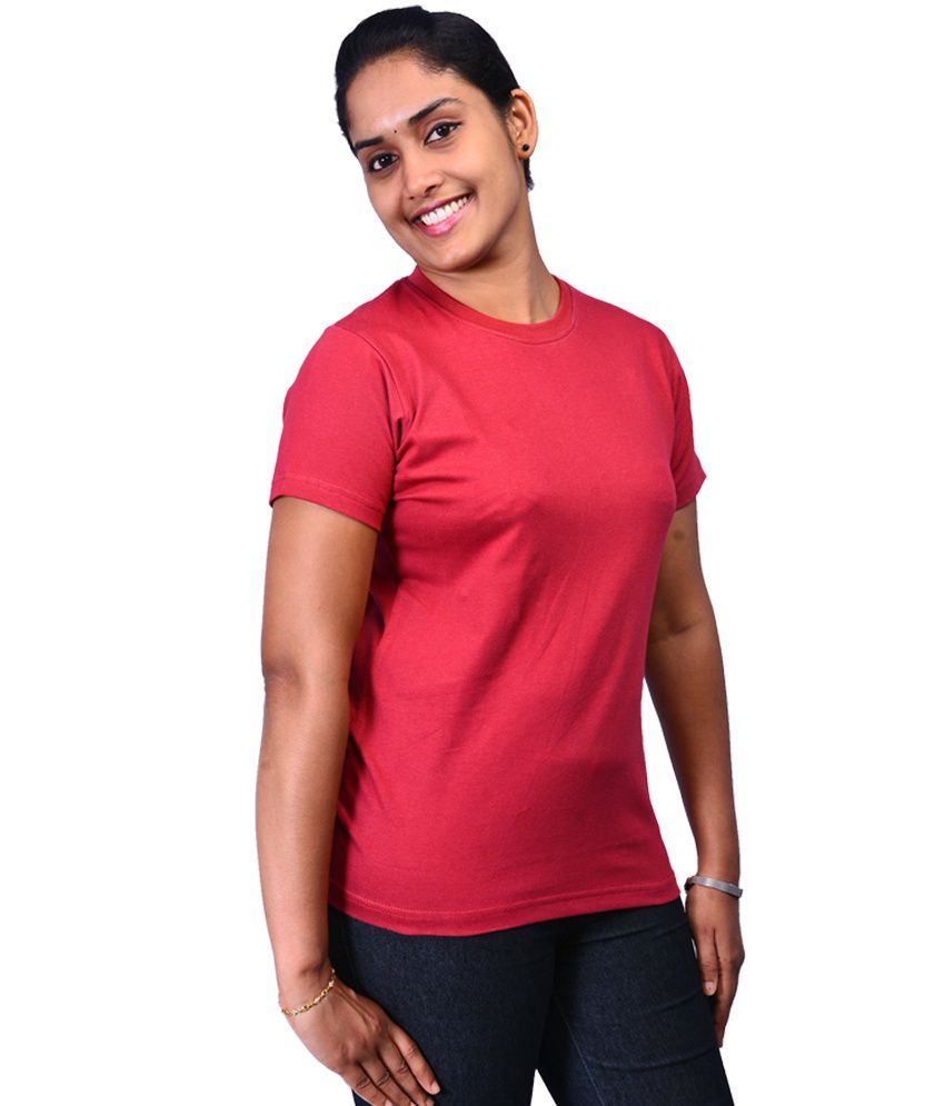 Buy Zorba Maroon Color Plain And Printed Women S Cotton T Shirt Combo Of 2 Online At Best Prices