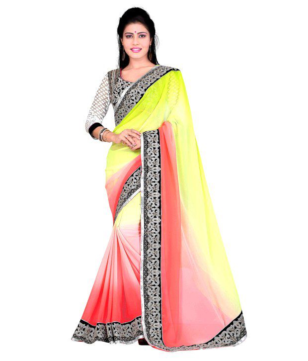 Radhey Rani Fashion Multi Color Georgette Saree With Blouse Piece - Buy ...