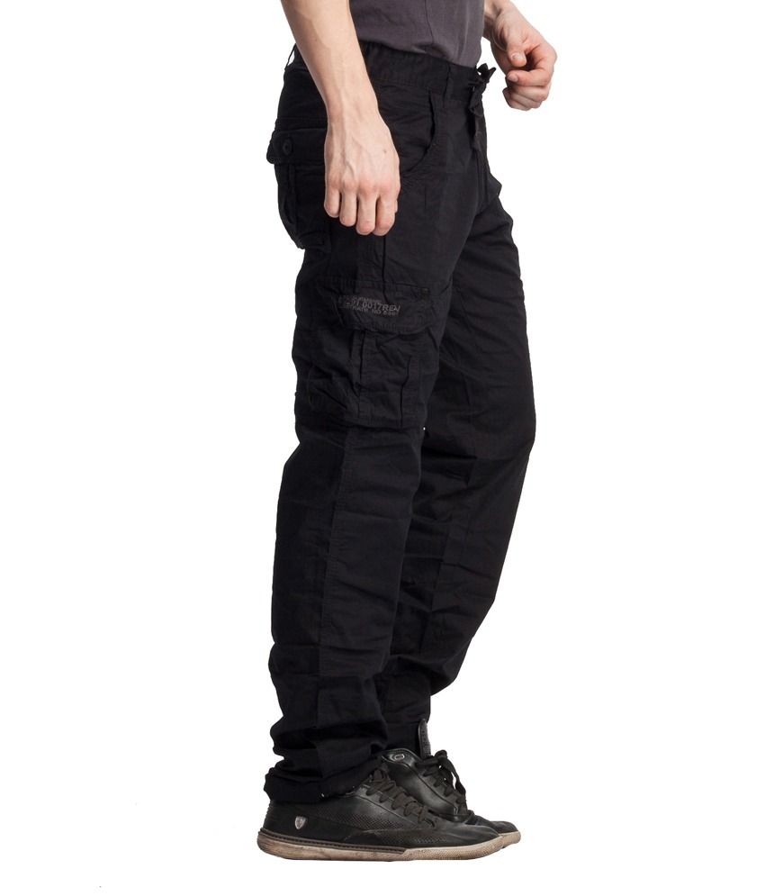 Beevee Black Regular Cargos Trouser - Buy Beevee Black Regular Cargos ...