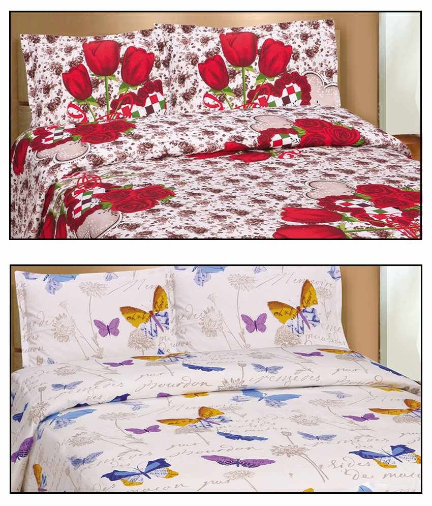 Curl Up Red White Satin Double Bed Sheet With 2 Pillow Covers Curl Up Red White Satin Double Bed Sheet With 2 Pillow Covers One Get