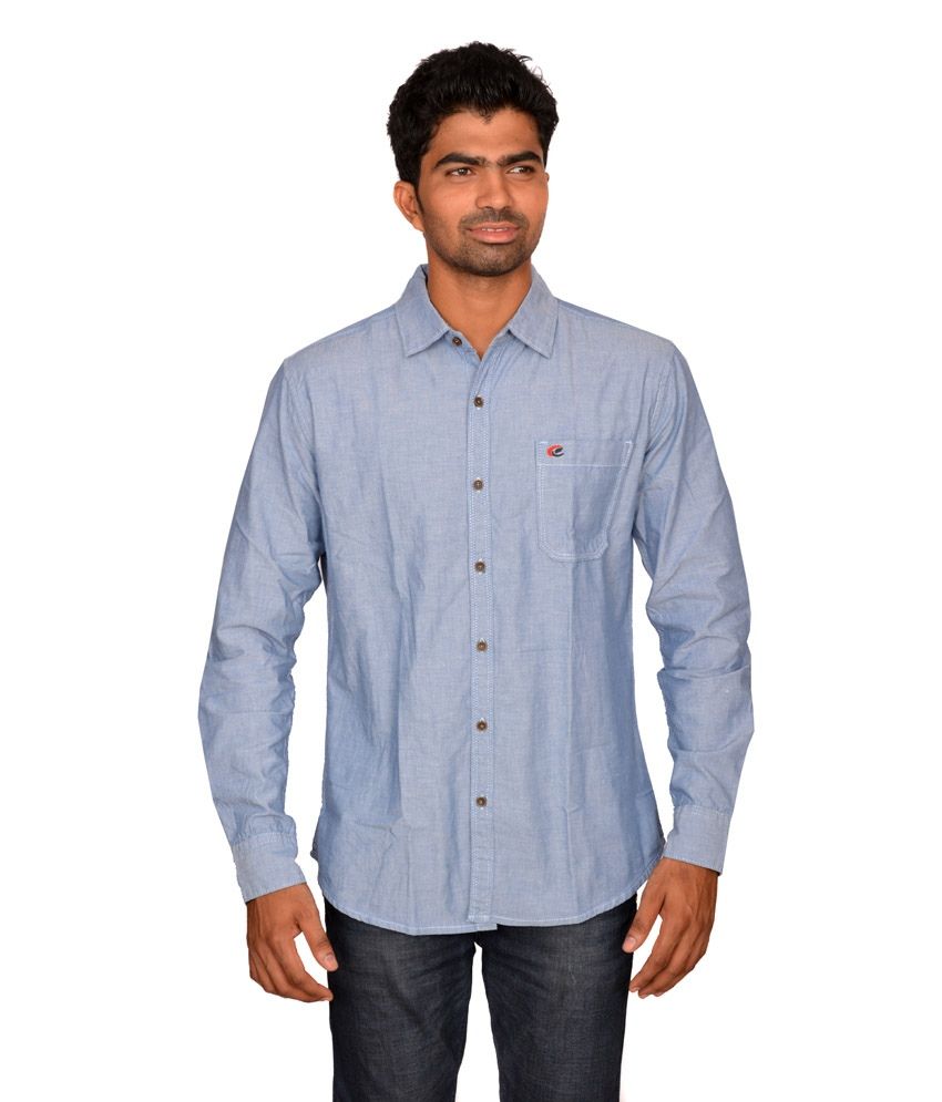 Classy Casuals Light Blue Cotton Solids Full Sleeves Casual Shirt For ...