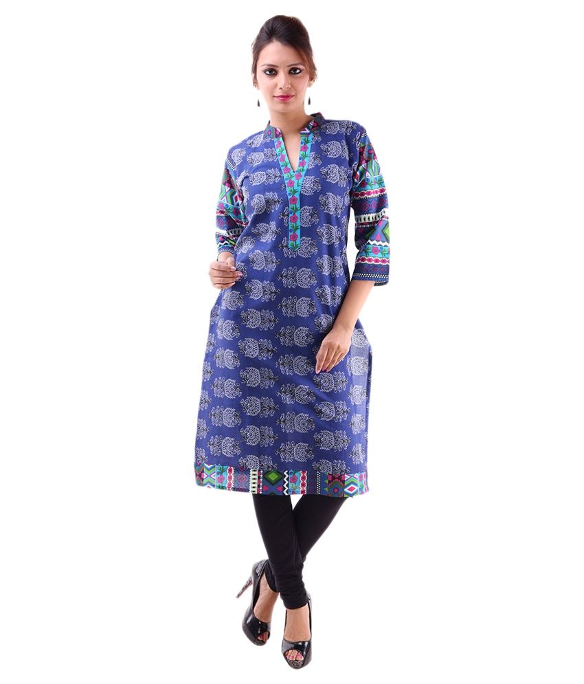 Jaipur Fab Blue Cotton Kurti Buy Jaipur Fab Blue Cotton Kurti Online