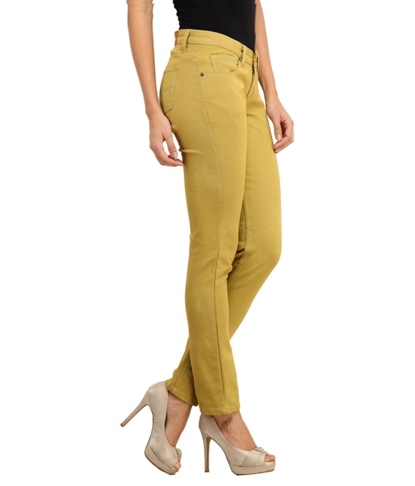 green cotton jeans