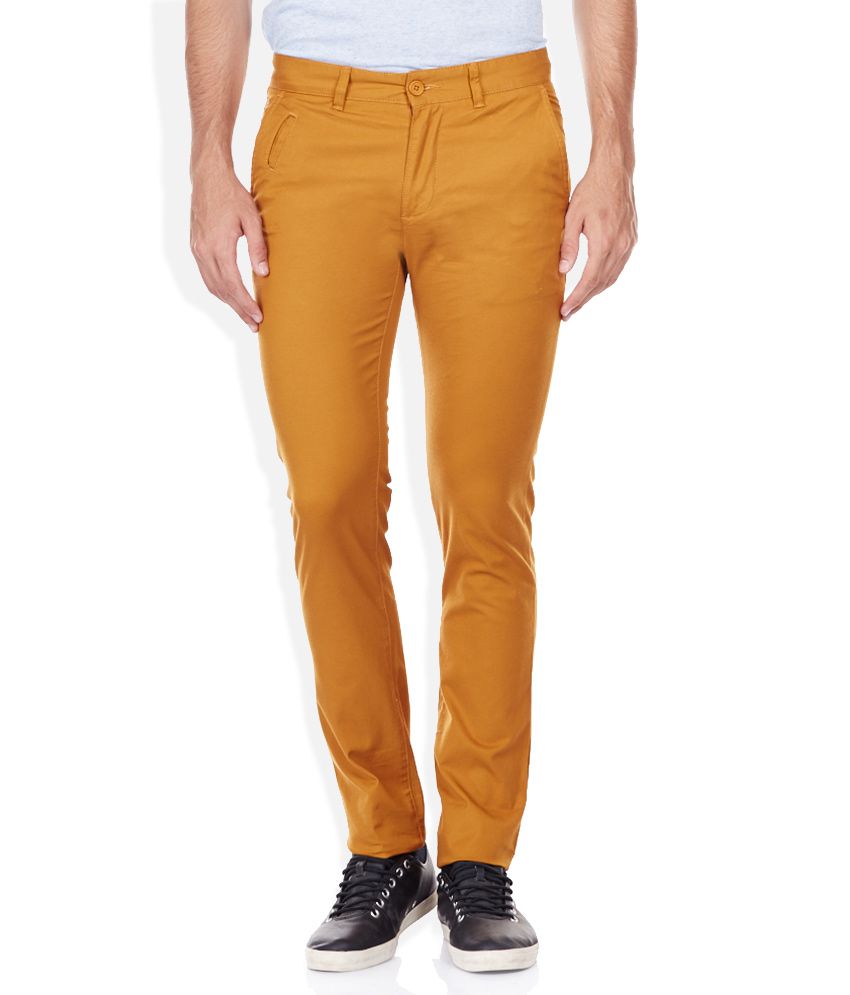United Colors of Benetton Tan Solid Flat Front Trousers - Buy United ...