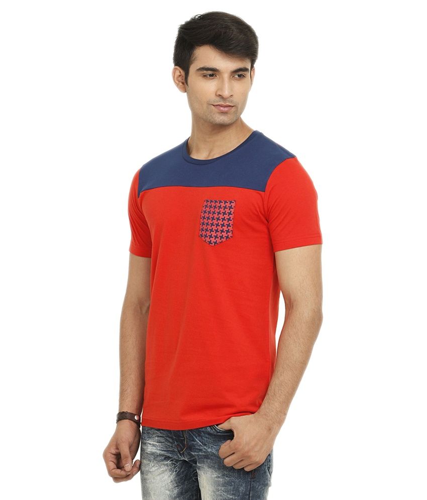 Ganzm Men Cotton Round Neck Red TShirt Buy Ganzm Men Cotton Round Neck Red TShirt Online at