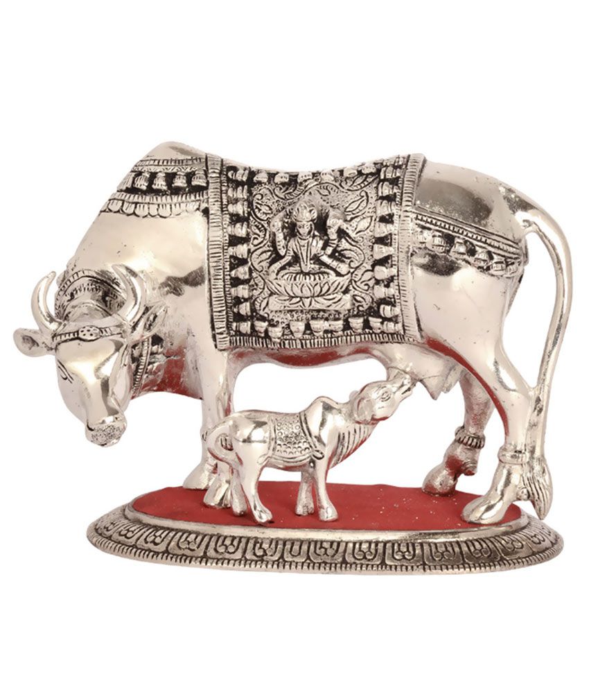 Utsav Handicraft White Metal Cow And Calf Engraved Showpiece: Buy Utsav ...