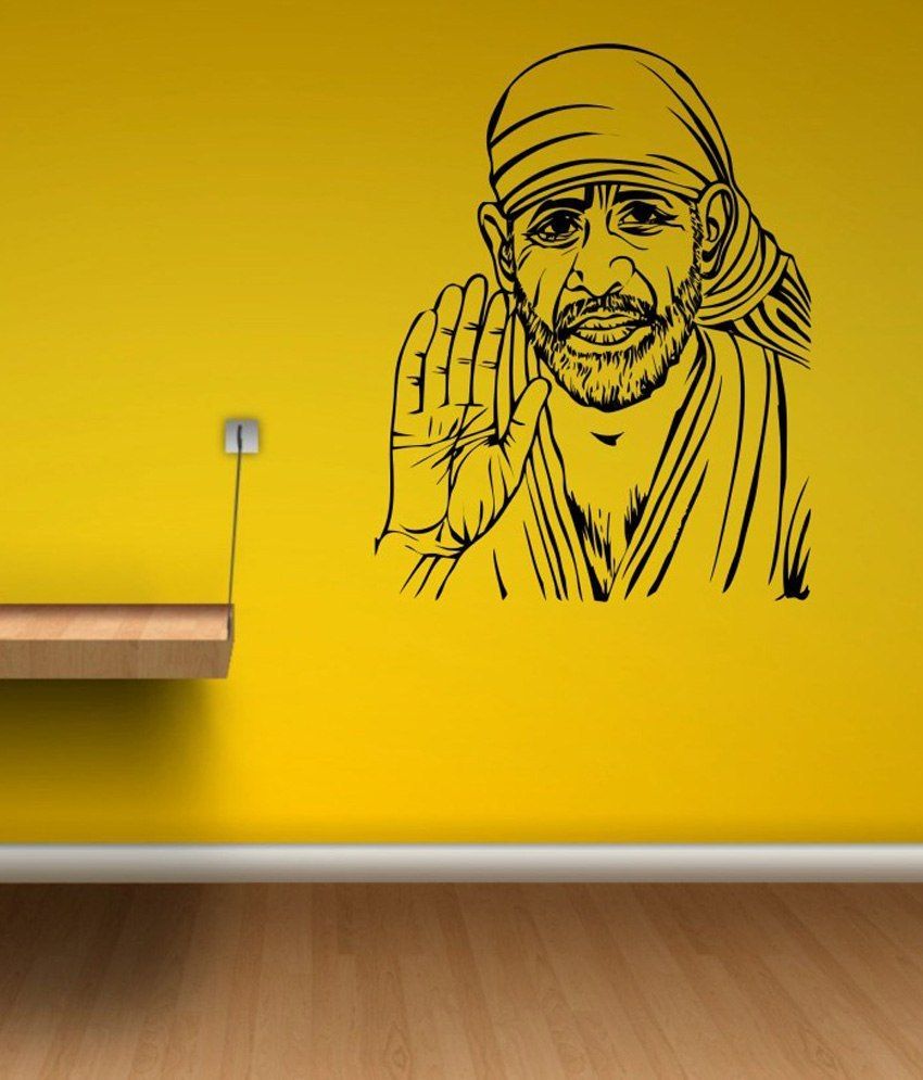 Wall1ders Sai Baba Blassing-Black PVC Wall Sticker - Buy Wall1ders Sai ...