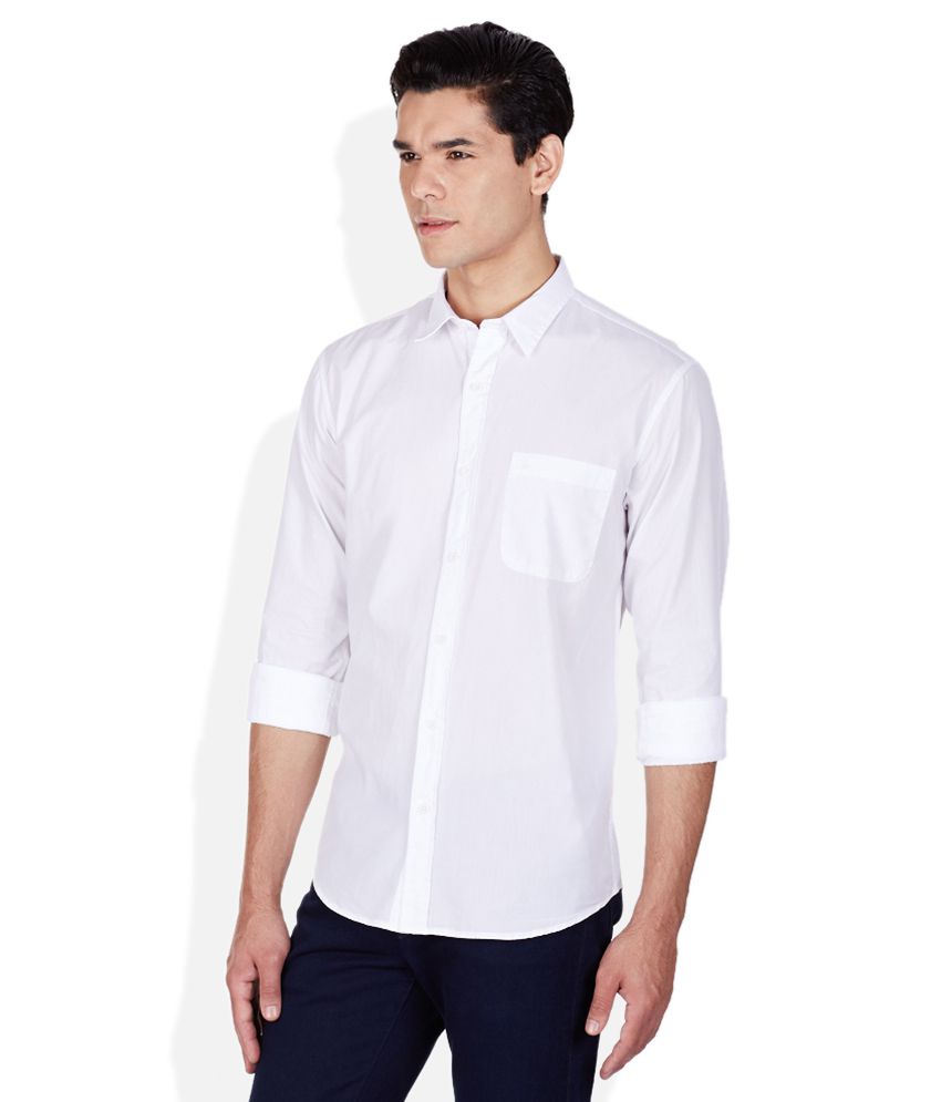 Izod White Solid Shirt - Buy Izod White Solid Shirt Online at Best ...