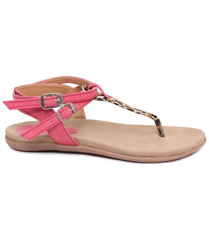 Klaur Melbourne Pink & Brown Flat Sandals for Women Price in India- Buy ...