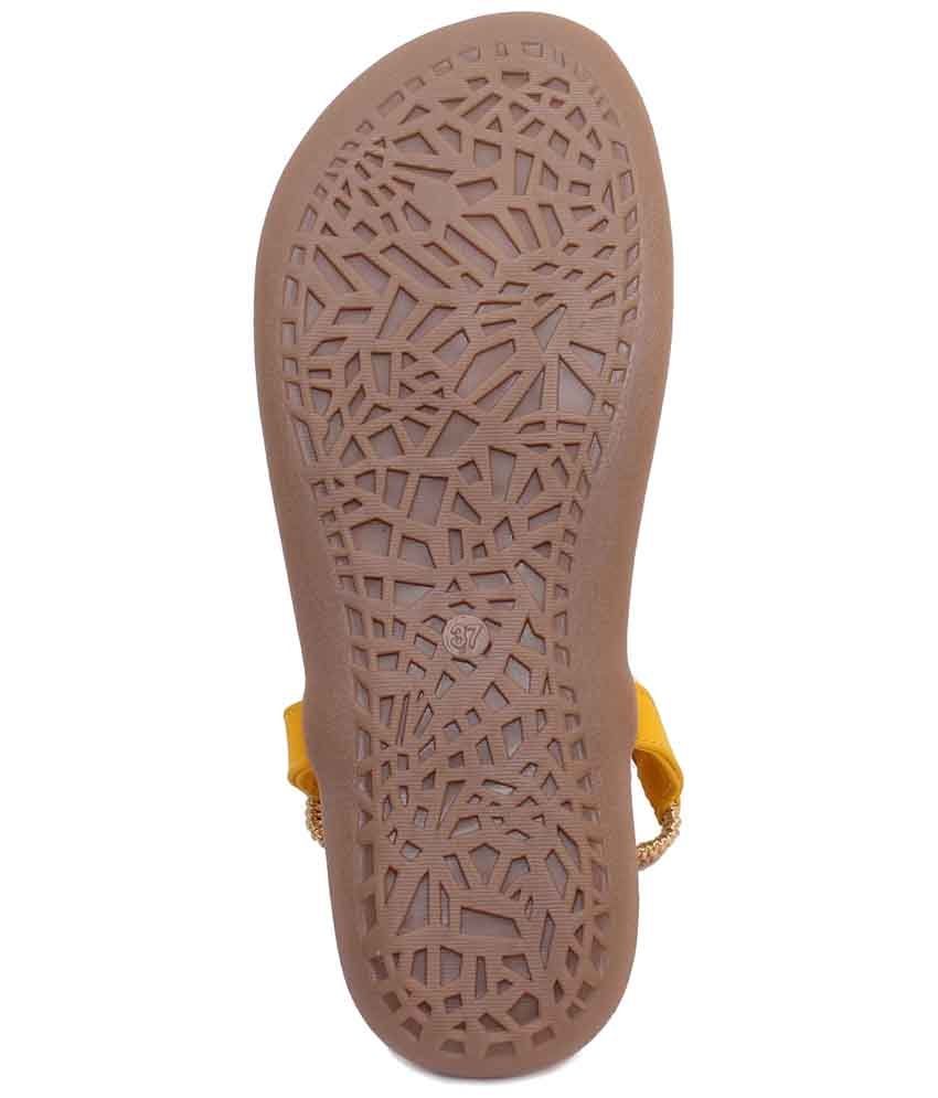 Klaur Melbourne Yellow & Brown Flat Sandals for Women Price in India