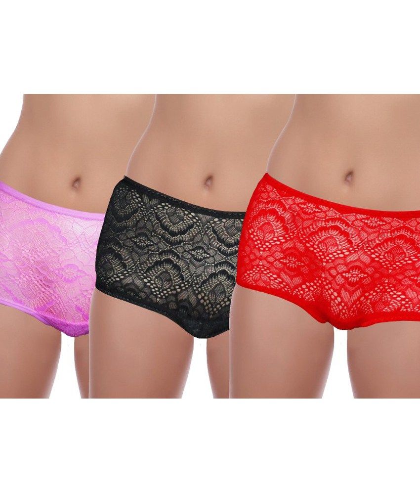 Buy Selfcare Multi Color NylonLycra Panties Pack of 3 Online at Best
