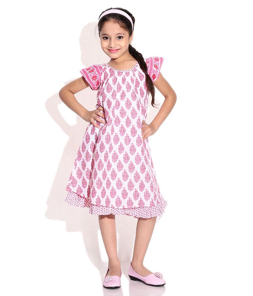 Biba Pink Half Sleeves Dress For Kids Buy Biba Pink Half Sleeves