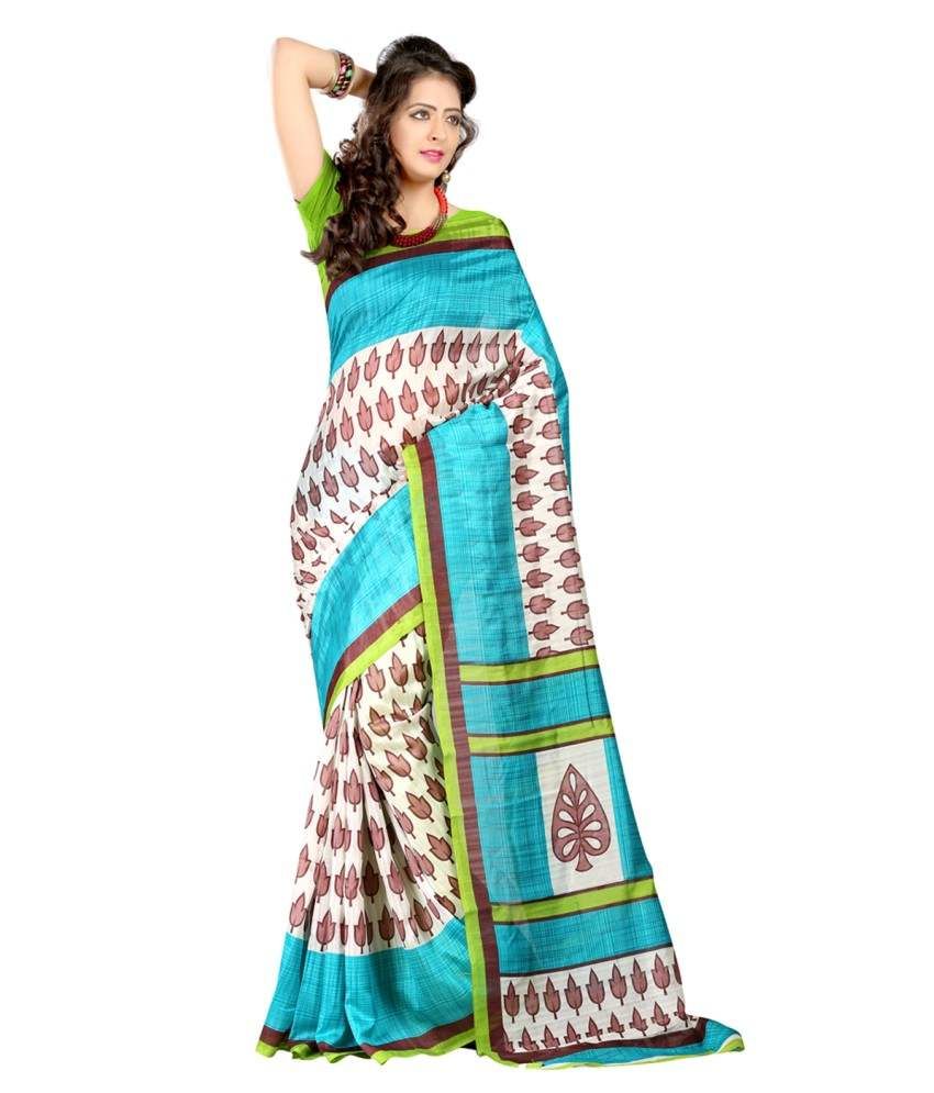 Natraj Silk Mills Sarees Multi Color Bhagalpuri Silk Saree - Buy Natraj ...