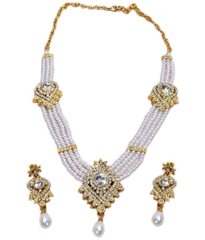 Akshada Pearl Moti Stone Necklace Set - Buy Akshada Pearl Moti Stone ...