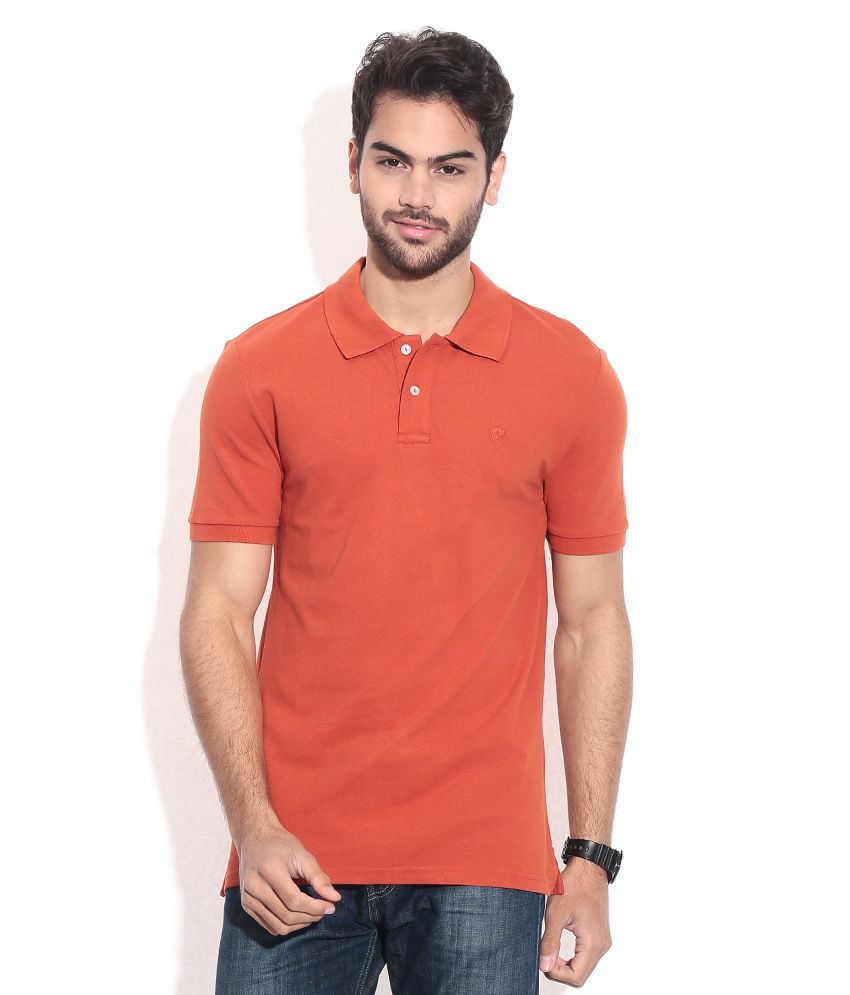 Celio Orange Cotton Polo Neck T-shirt - Buy Celio Orange Cotton Polo ...