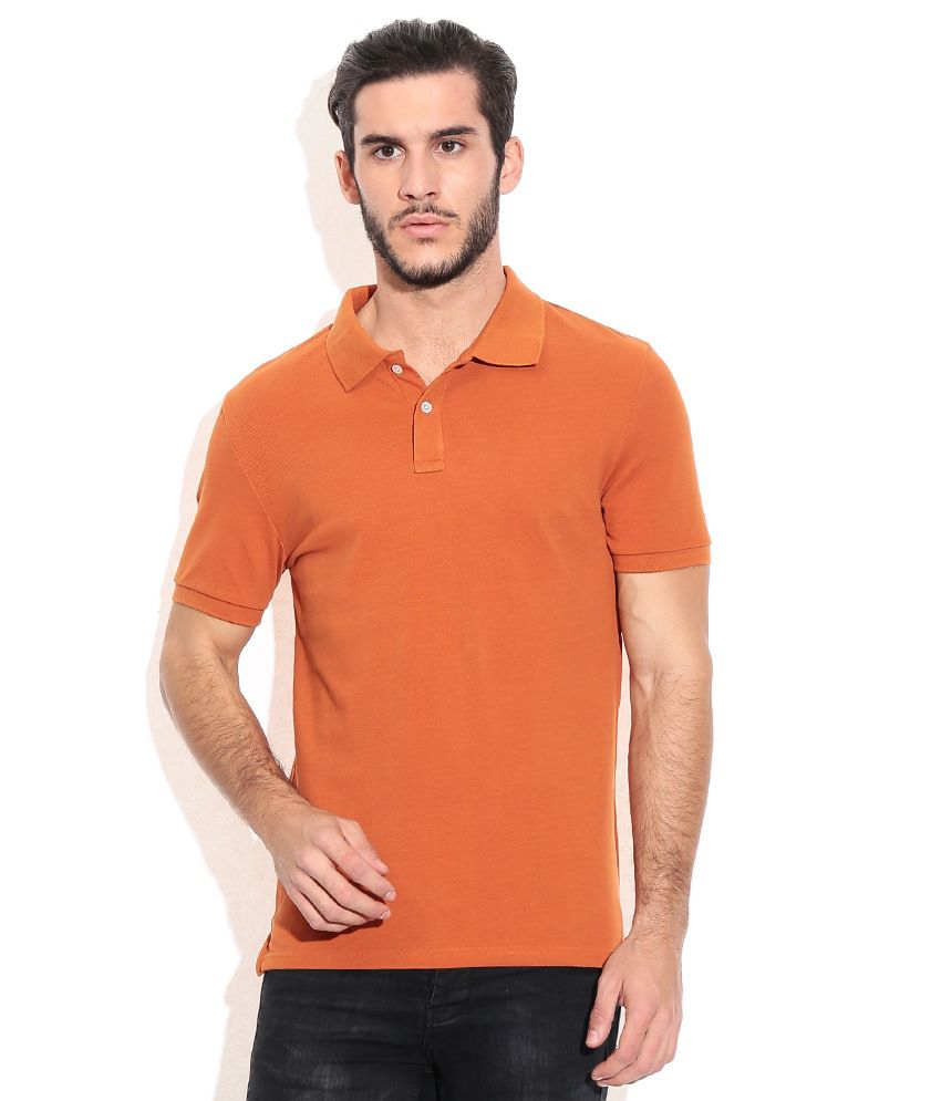 Celio Orange Cotton T-shirt - Buy Celio Orange Cotton T-shirt Online at