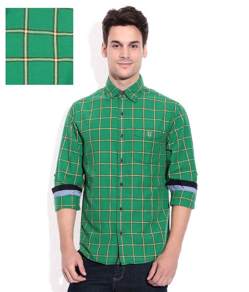 Mufti Green Checkered Shirt Buy Mufti Green Checkered Shirt Online at