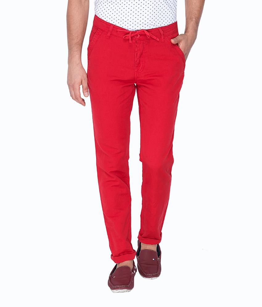 Mufti Red Regular Flat Trouser - Buy Mufti Red Regular Flat Trouser ...