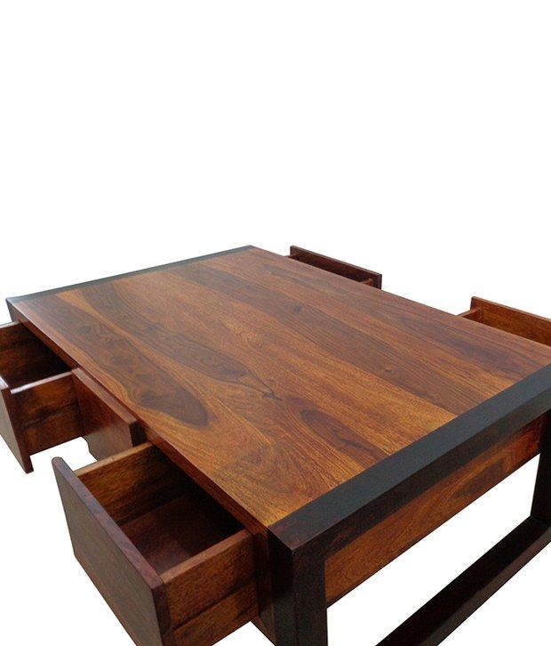 Sheesham Wood Coffee Table with 4 Drawers Buy Sheesham Wood Coffee
