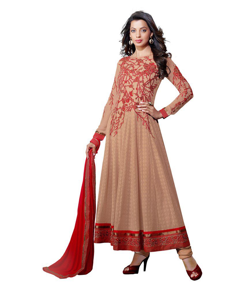 Saileela Creation Brown Pure Georgette Stitched Suit - Buy Saileela ...