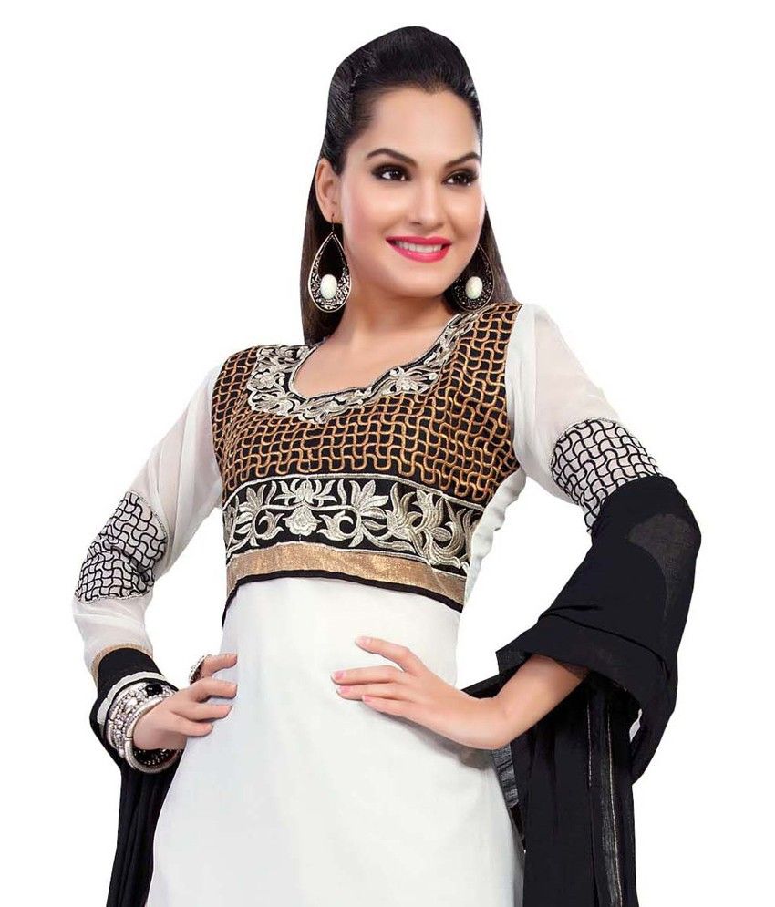 Krizel White Faux Unstitched Dress Material Buy Krizel