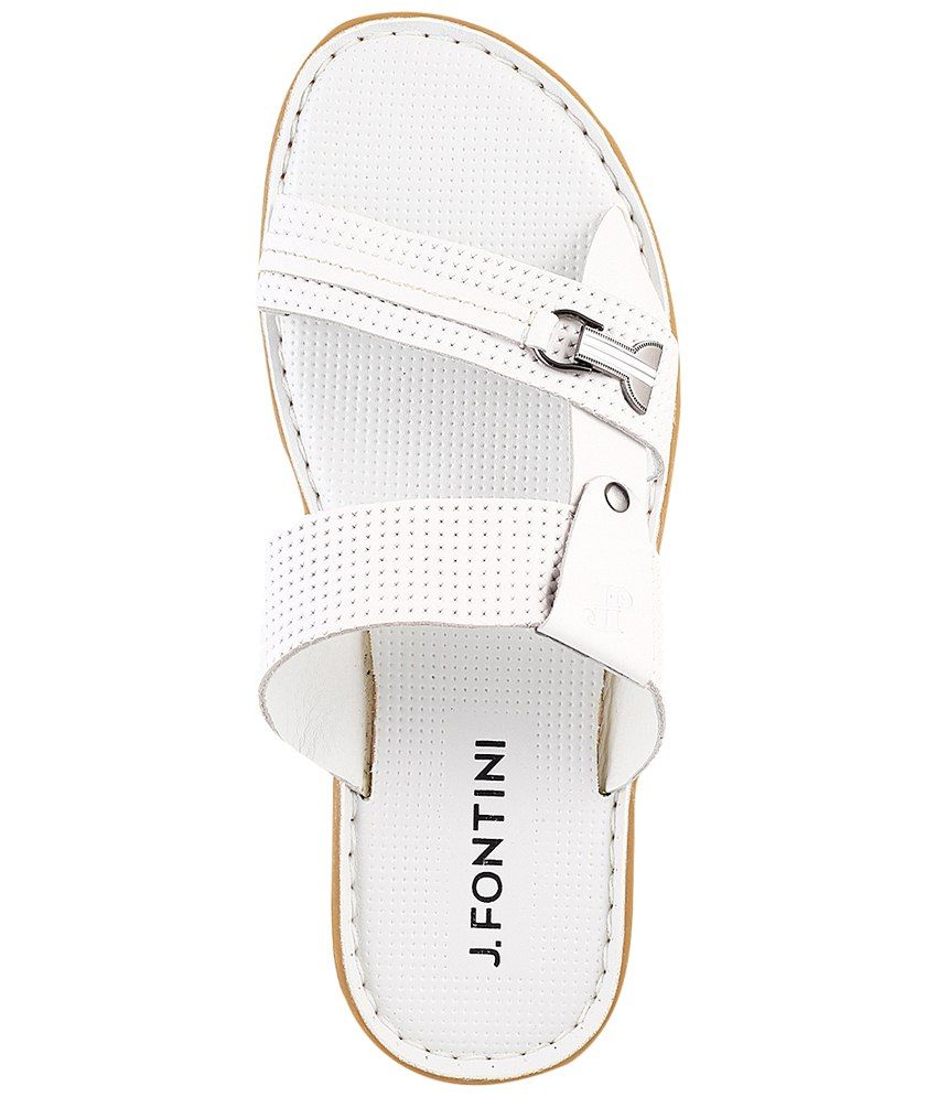 Mochi White Dual Strapped Slippers for Men Price in India- Buy Mochi White Dual Strapped 