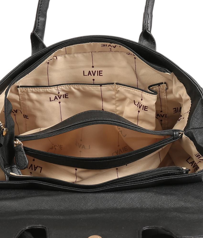 Lavie Black Monarchs P.U. Satchel Medium Size Handbag Buy Lavie Black Monarchs P.U. Satchel